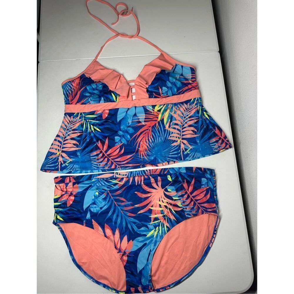 Peyton and Parker Tropical Floral Priny Woman’s Bohemian 2 Pcs Swim Suit Size 3X